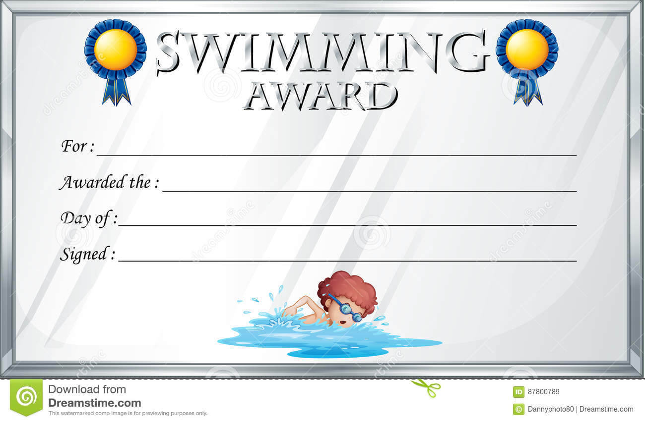 Certificate Template For Swimming Award Stock Vector Within Swimming Award Certificate Template