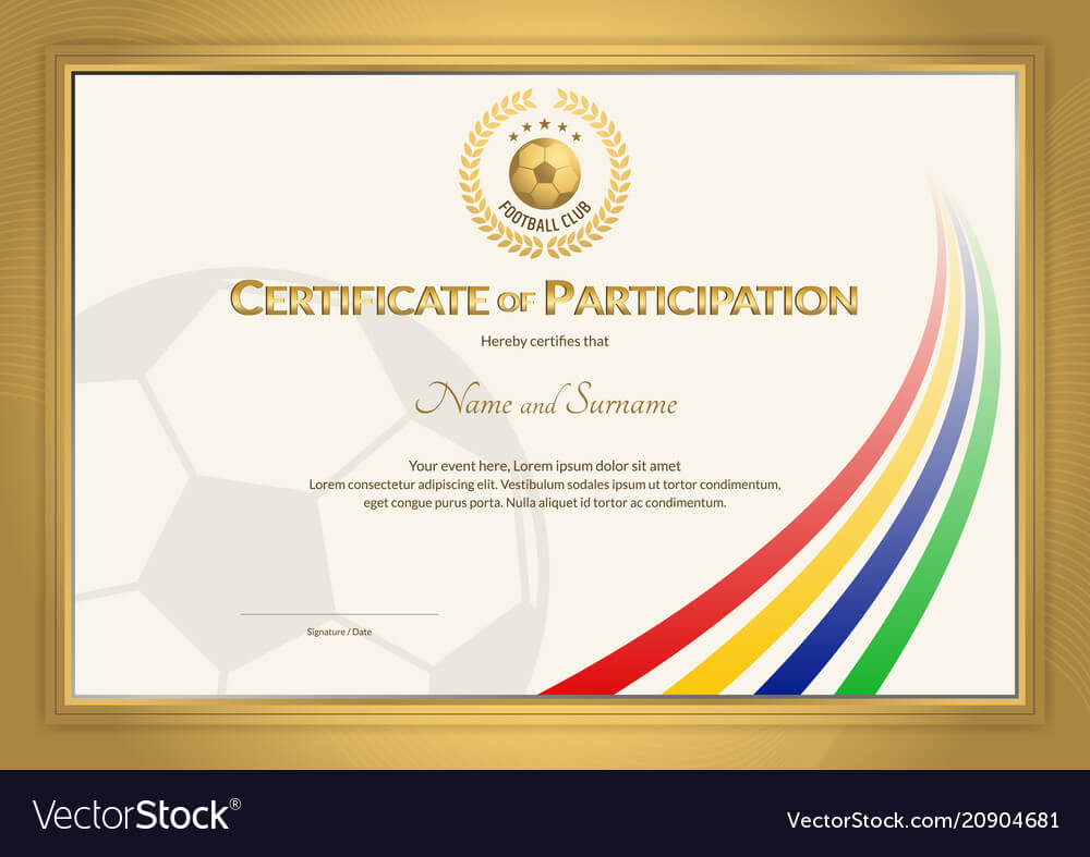 Certificate Template In Football Sport Color Vector Image Pertaining To Football Certificate Template