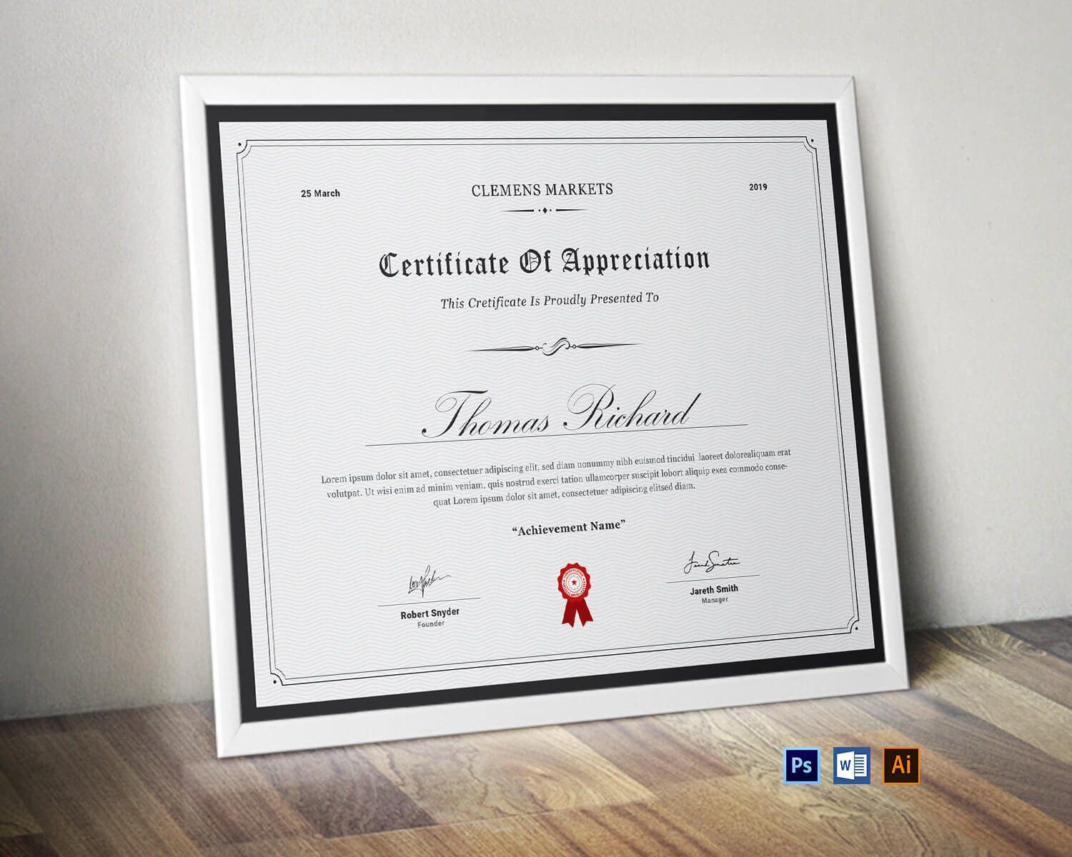 Certificate Template | Printable Award Certificate | Clean Certificates |  Simple Design | Editable Ms Word | Certificate Of Achievement For Microsoft Office Certificate Templates Free