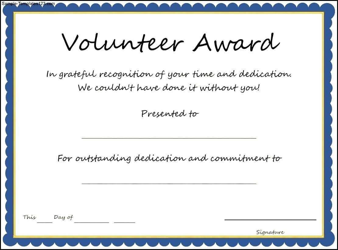 Certificate Template Sample 3 – Elsik Blue Cetane For Volunteer Certificate Template