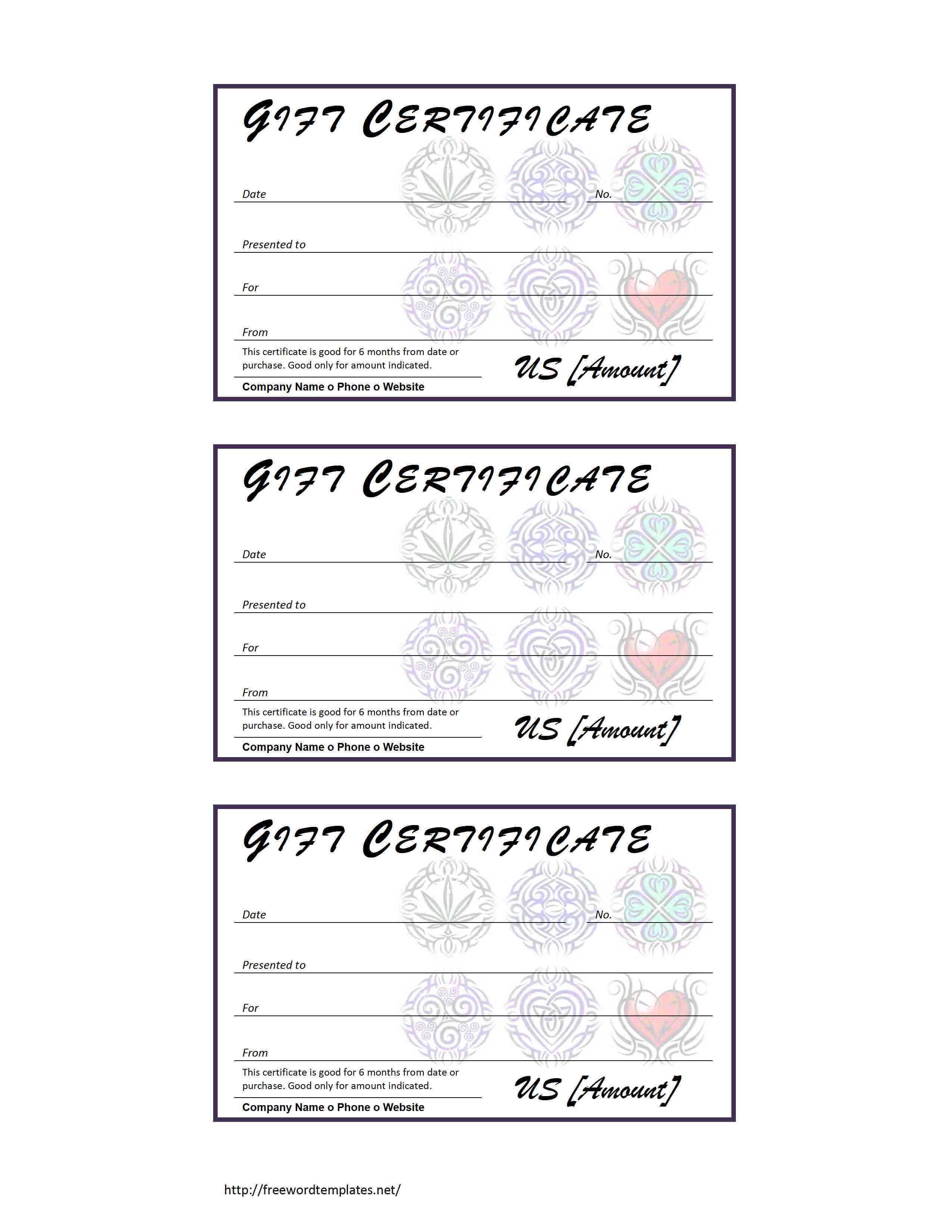 Certificate Template Subject Name | Free Resume Examples Inside Tattoo Gift Certificate Template