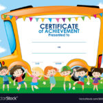 Certificate Template With Children And School Bus Inside Free Kids Certificate Templates