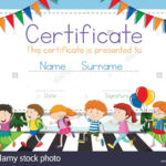 Certificate Template With Children Crossing Road Background With Children's Certificate Template