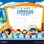 Certificate Template With Children In Winter In Certificate Of Achievement Template For Kids