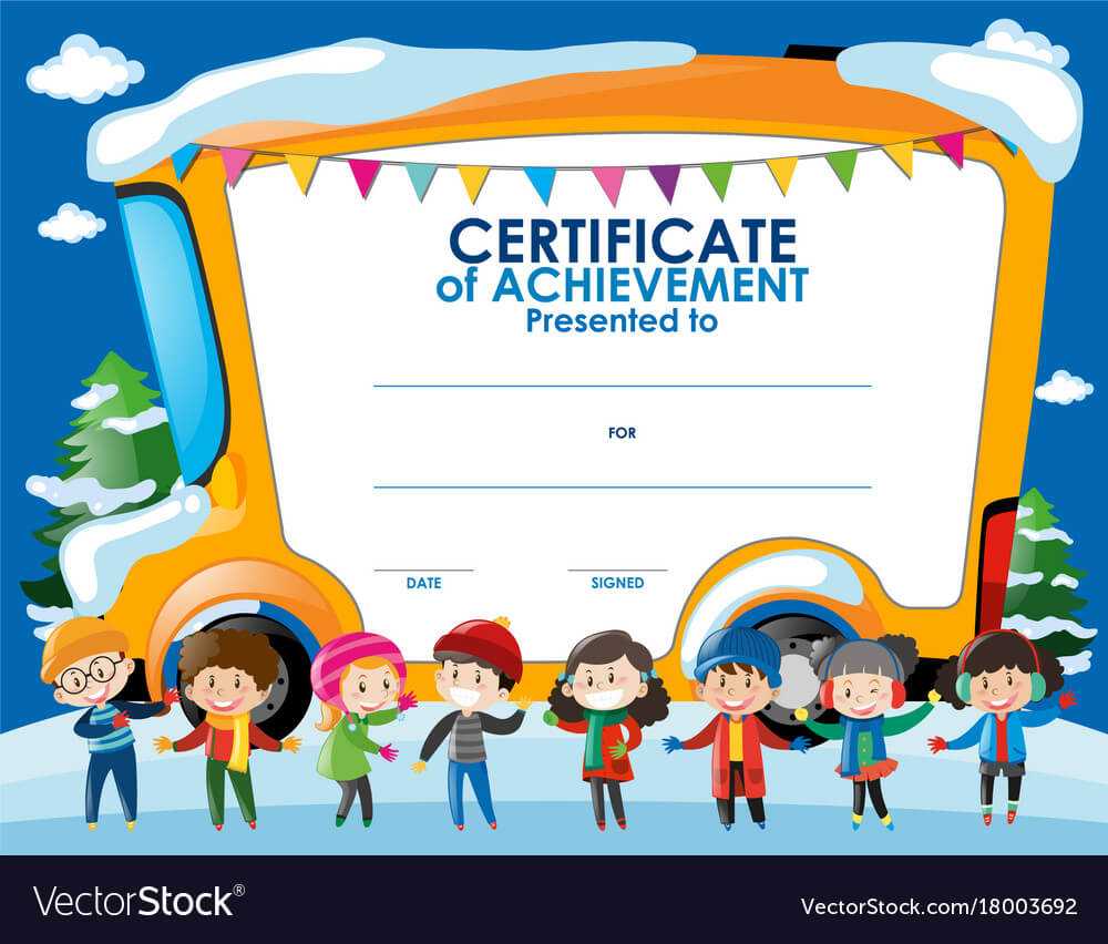 Certificate Template With Children In Winter With Children's Certificate Template