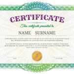 Certificate Template With Guilloche Elements. Green Diploma Border.. Regarding Validation Certificate Template