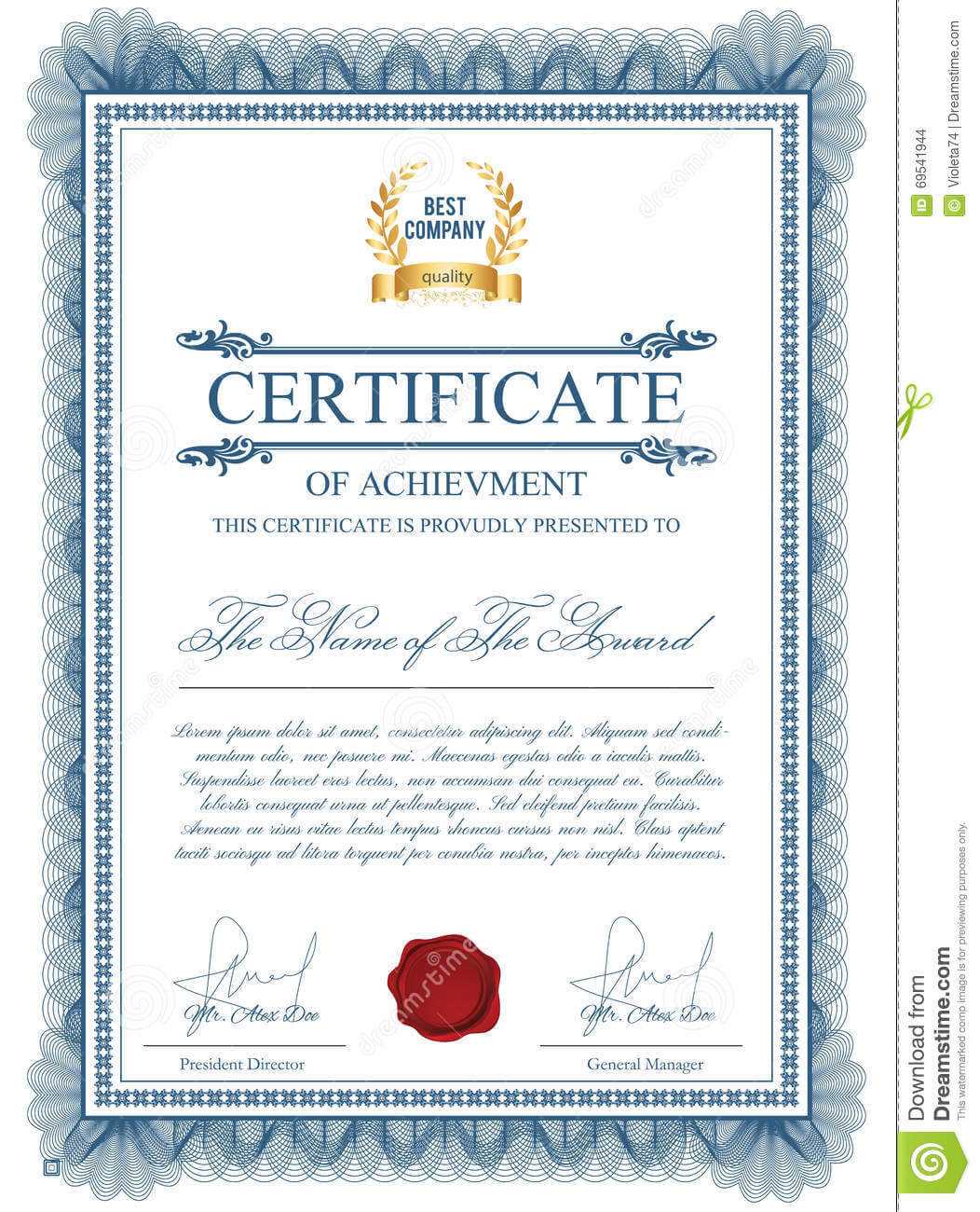 Certificate Template With Guilloche Elements. Stock Vector Pertaining To Validation Certificate Template