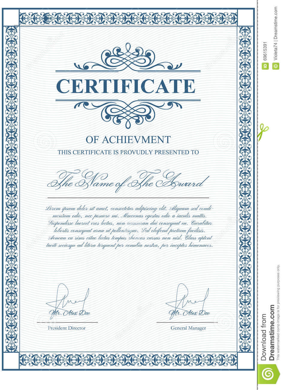 Certificate Template With Guilloche Elements. Stock Vector With Validation Certificate Template
