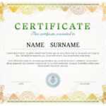 Certificate Template With Guilloche Elements. Yellow Diploma.. Intended For Validation Certificate Template