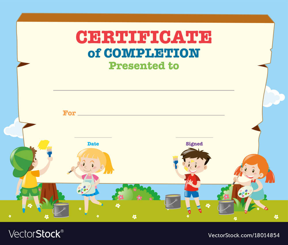 Certificate Template With Happy Children With Children's Certificate Template