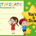 Certificate Template With Kids And Stars Illustration Intended For Free Kids Certificate Templates