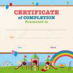 Certificate Template With Kids In Playground Illustration In Free Printable Certificate Templates For Kids