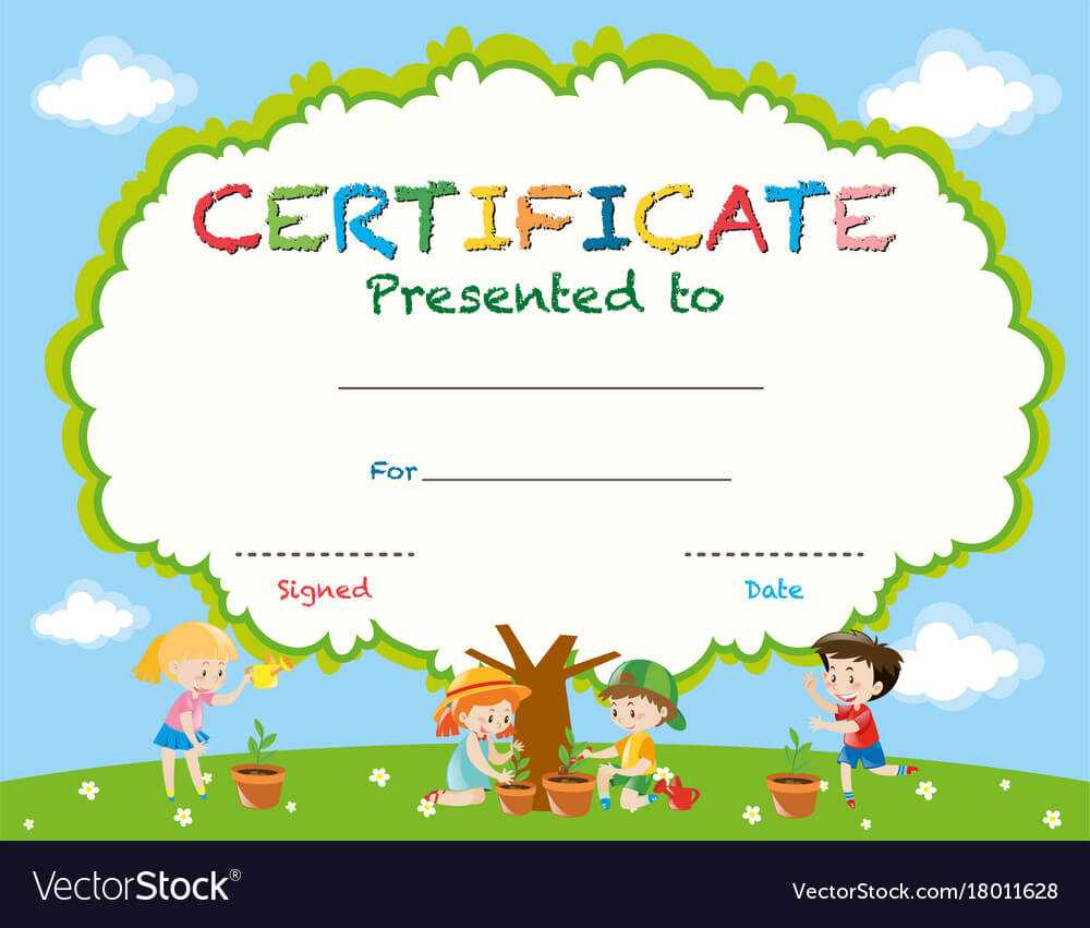 Certificate Template With Kids Planting Trees With Free Kids Certificate Templates