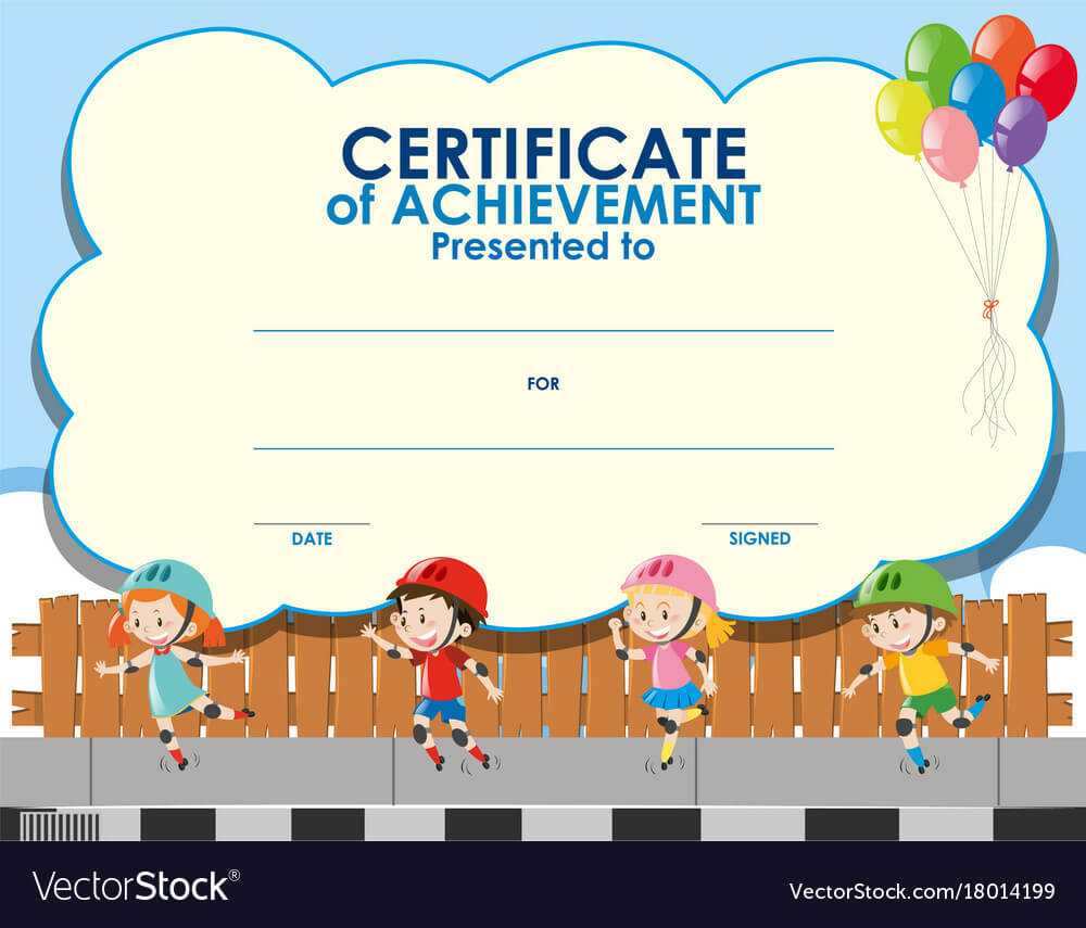 Certificate Template With Kids Skating Pertaining To Free Printable Certificate Templates For Kids