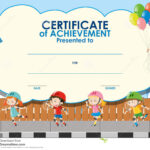 Certificate Template With Kids Skating Stock Illustration Pertaining To Certificate Of Achievement Template For Kids