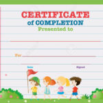 Certificate Template With Kids Walking In The Park Illustration Within Walking Certificate Templates