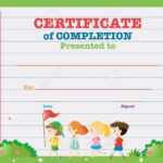 Certificate Template With Kids Walking In The Park Illustration within Walking Certificate Templates