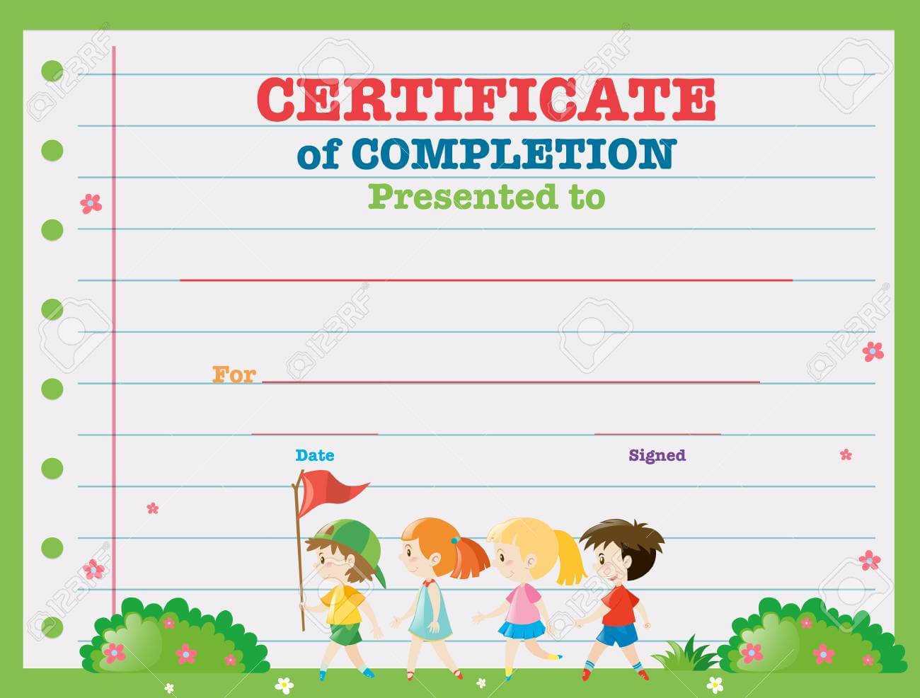 Certificate Template With Kids Walking In The Park Illustration Within Walking Certificate Templates