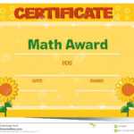 Certificate Template With Sunflowers In Background Stock Within Math Certificate Template