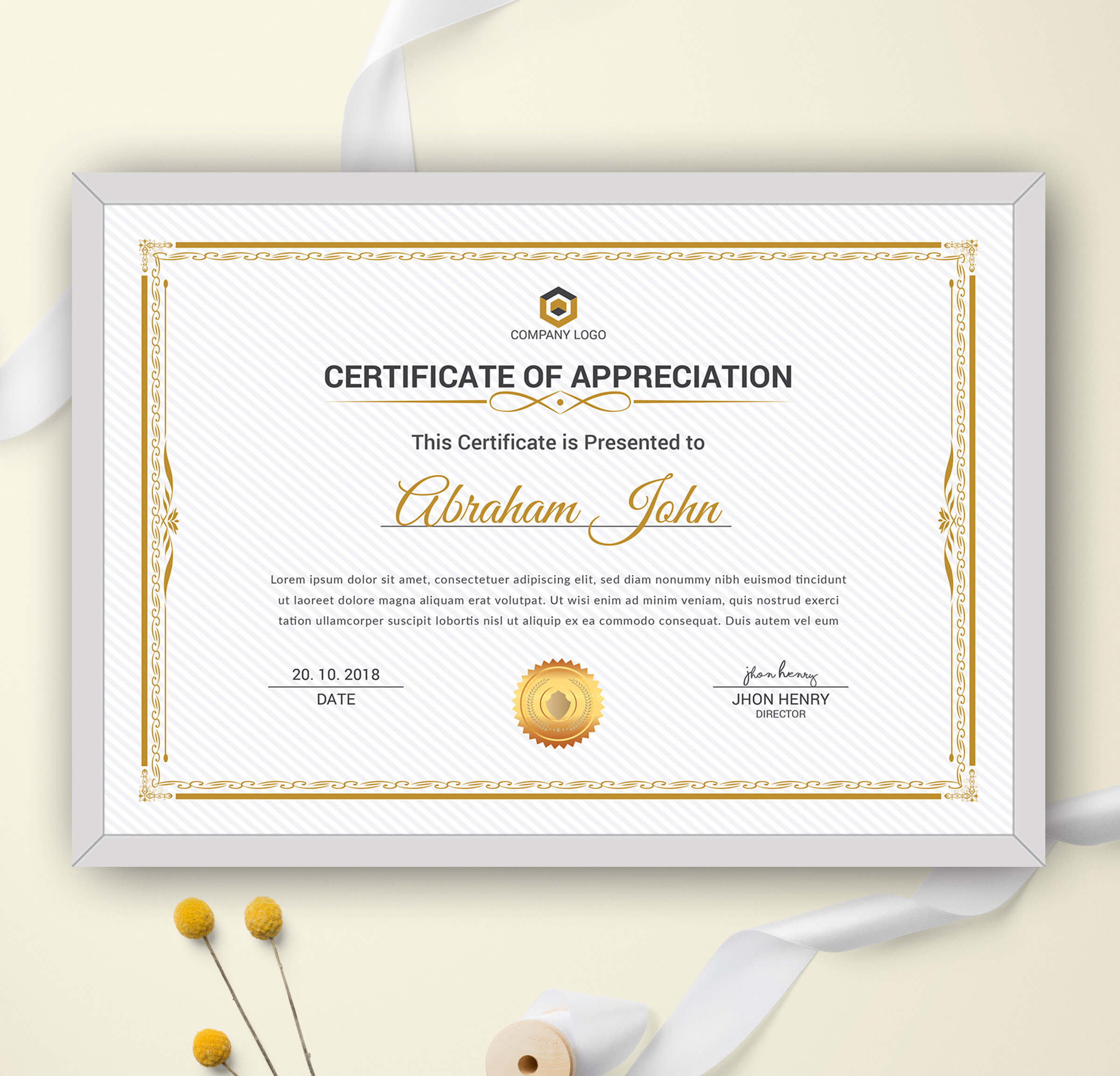 Certificate Template Word, Appreciation Certificate, Achievement  Certificate, Award Certificate, Printable, Editable Certificate, Modern With Borderless Certificate Templates