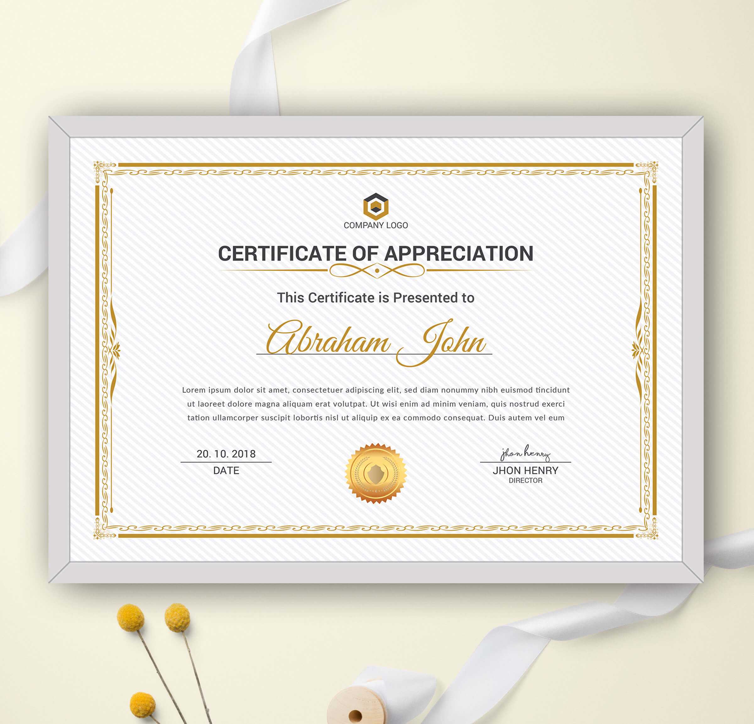 Certificate Template Word, Appreciation Certificate, Achievement  Certificate, Award Certificate, Printable, Editable Certificate, Modern With Borderless Certificate Templates