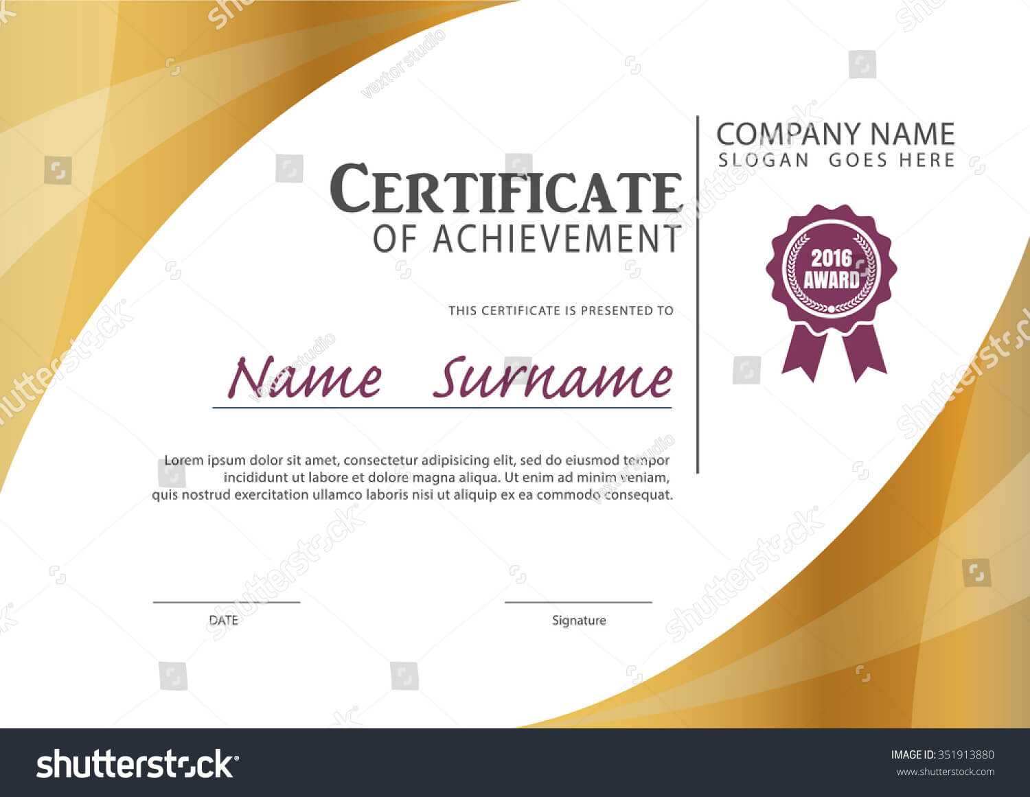 Certificate Templatediploma Layouta4 Size Vector Stock Regarding Certificate Template Size