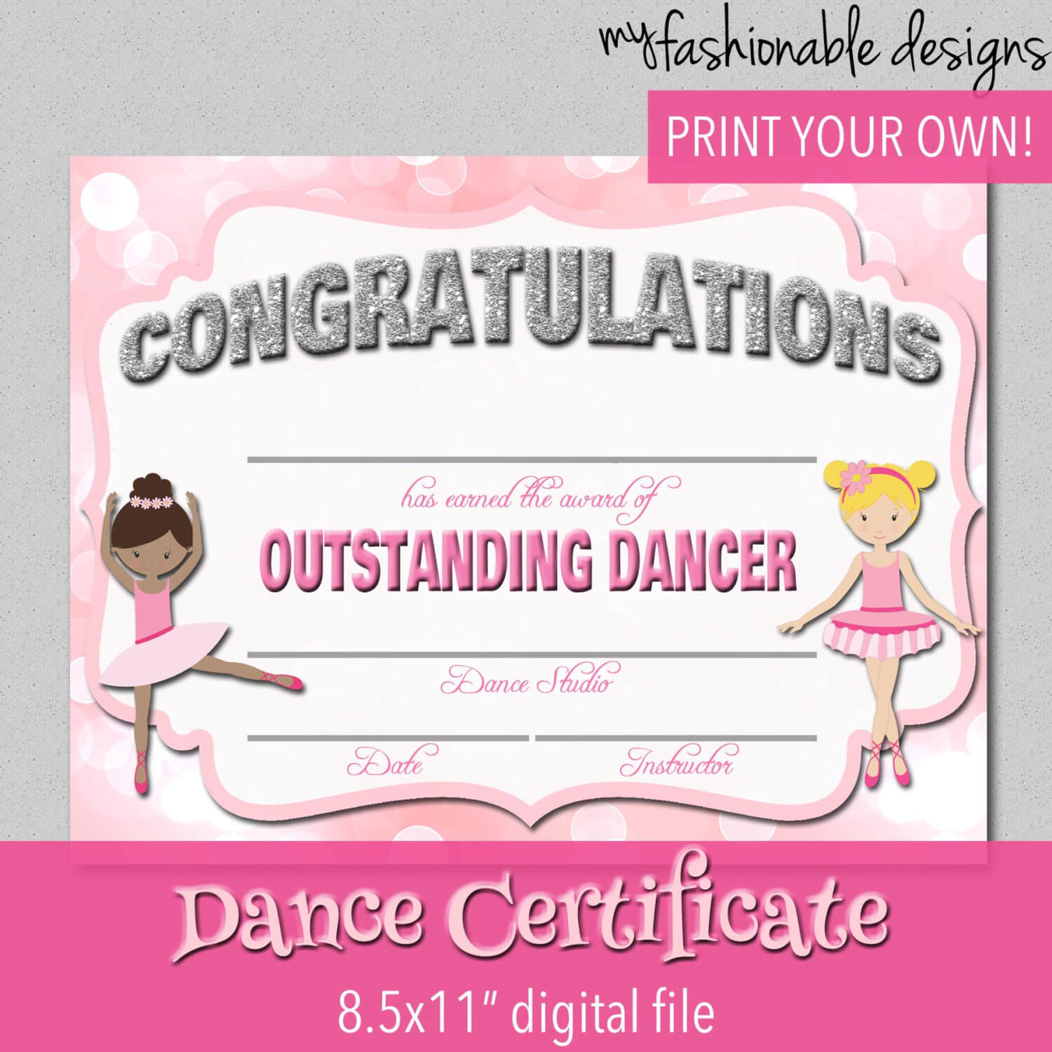 Certificate Templates: Free Dance Certificate Template For Dance Certificate Template