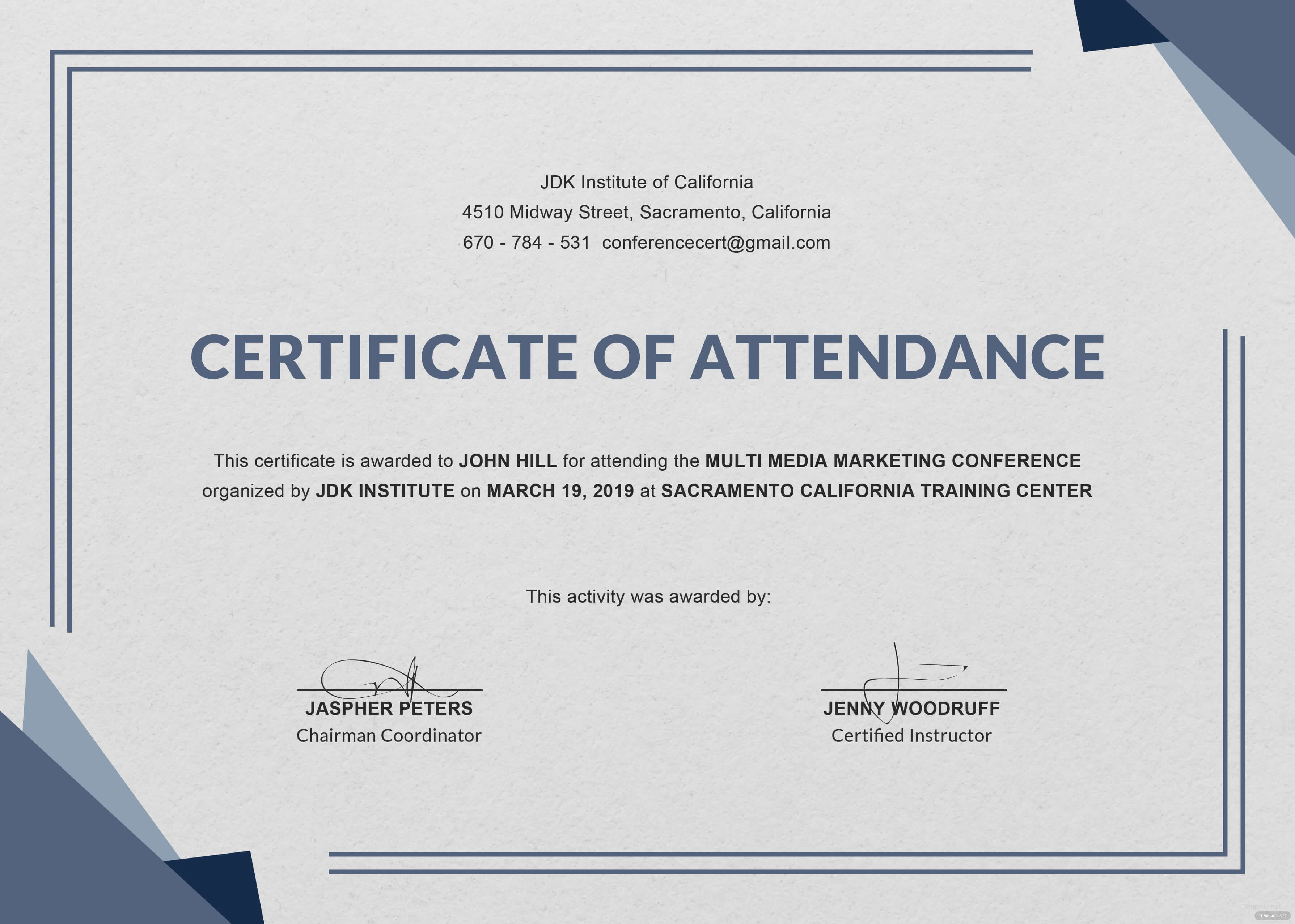 Certificate Templates: Ms Word Perfect Attendance Regarding Certificate Of Attendance Conference Template