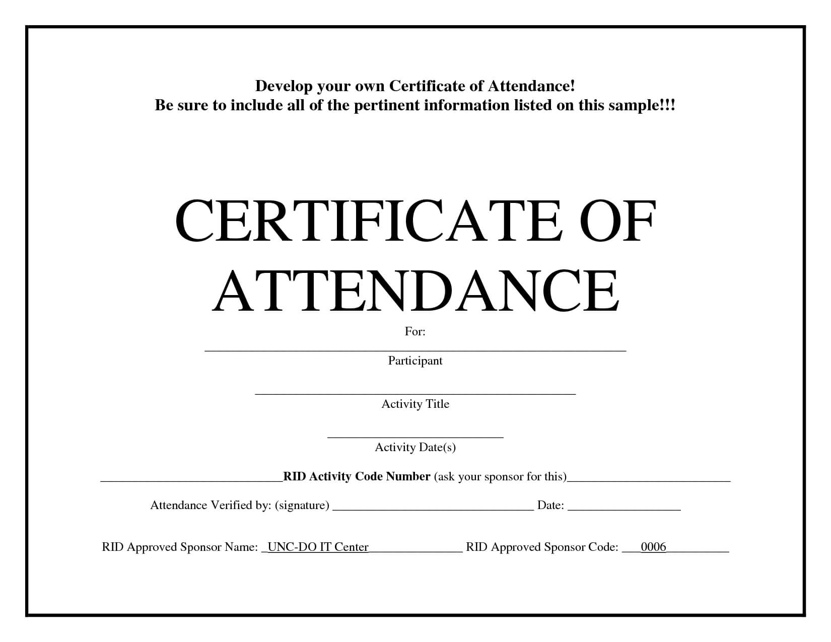 Certificates Of Attendance Templates – Hizir.kaptanband.co In Conference Certificate Of Attendance Template