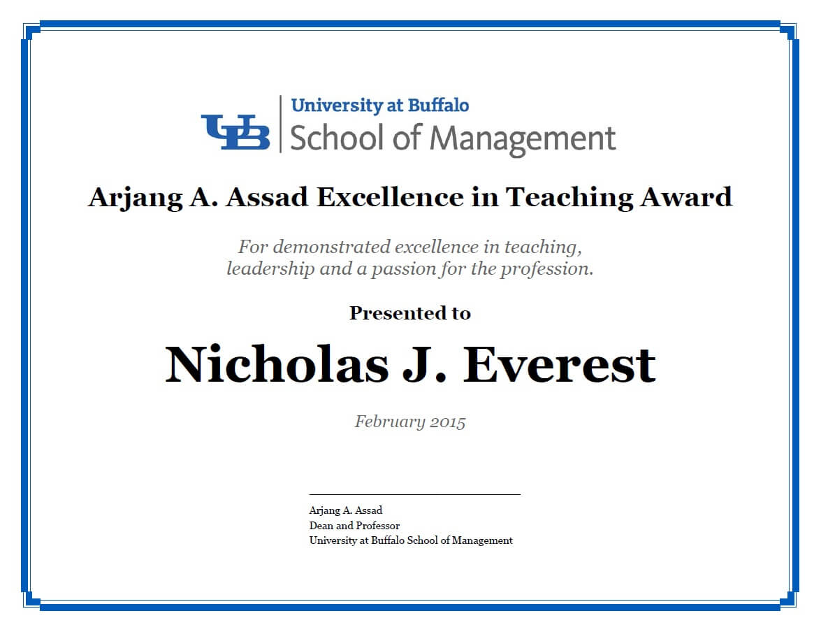 Certificates – School Of Management – University At Buffalo With Leadership Award Certificate Template