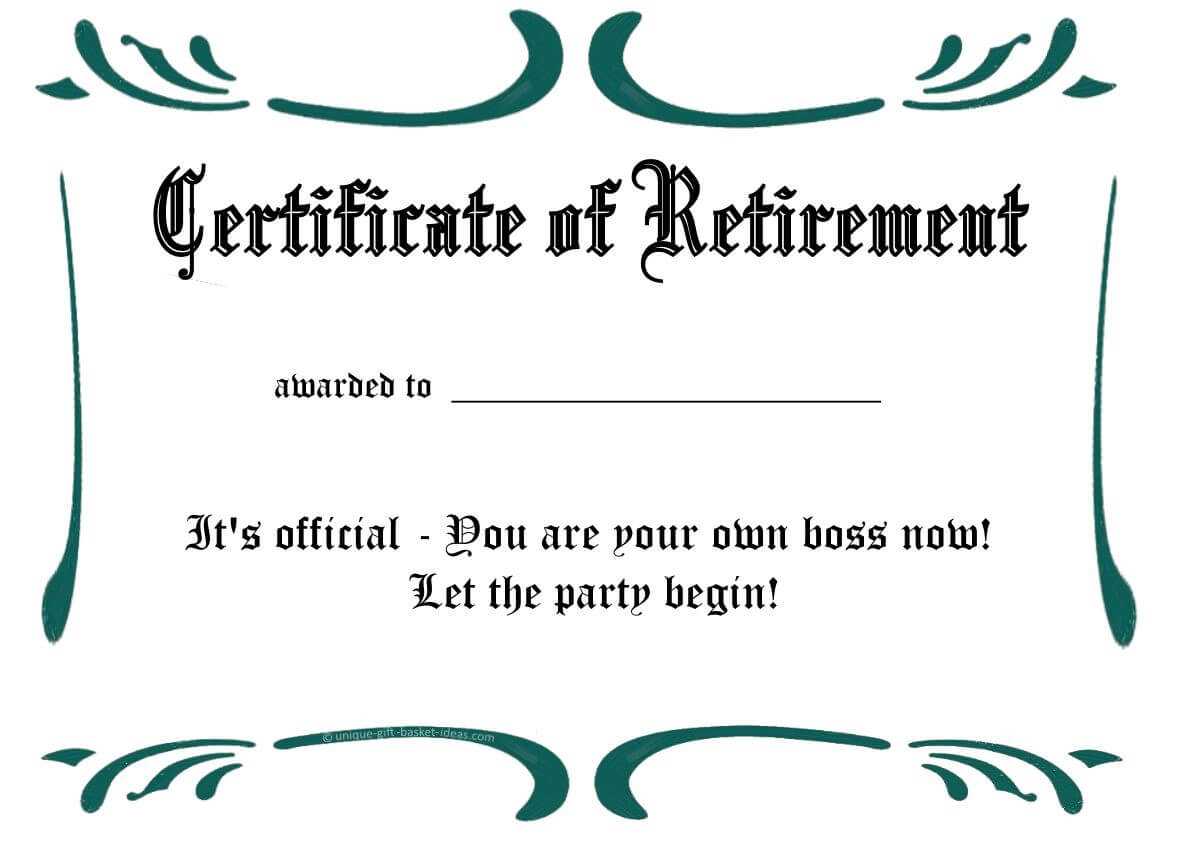 Certificates: Simple Sample Retirement Certificate Template For Retirement Certificate Template