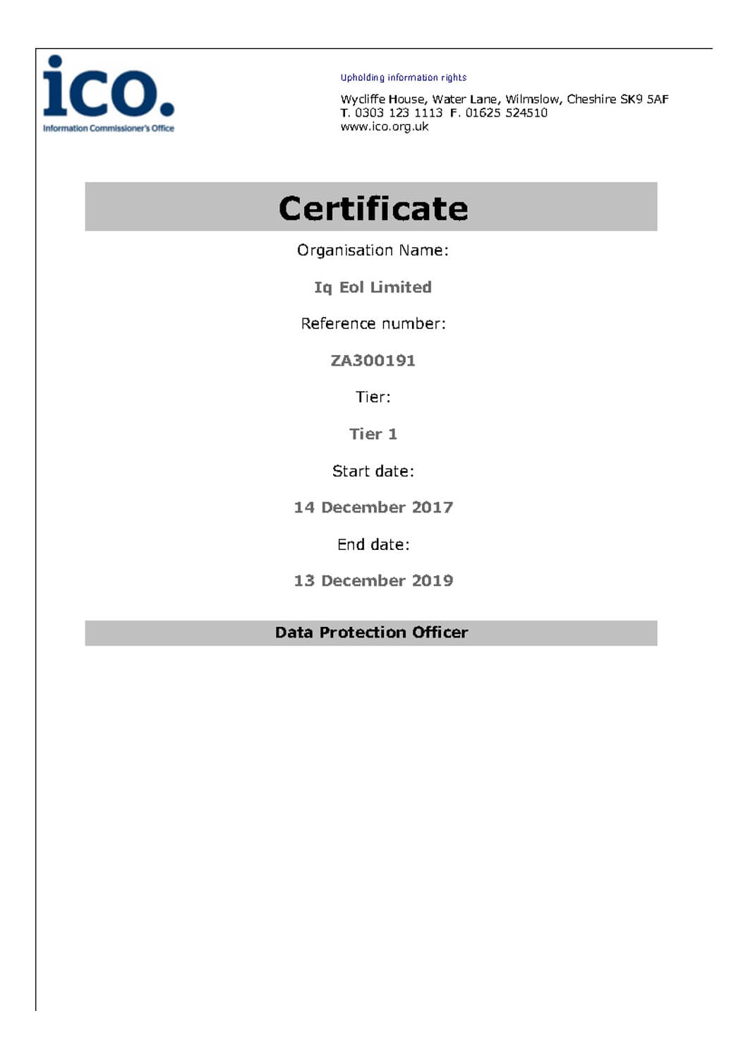 Certifications | Team Recycling In Certificate Of Disposal Template