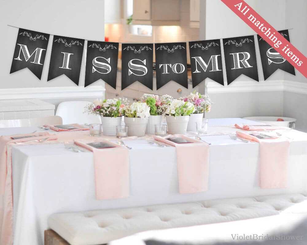 Chalkboard Bridal Shower Banner Template. Printable Bridal In Bridal Shower Banner Template