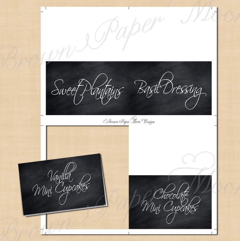 Chalkboard Food Tent, Wedding Buffet, Dessert, Candy Table: Text Editable,  Printable On Avery® 5820, Paper Source Tents, Instant Download Inside Paper Source Templates Place Cards