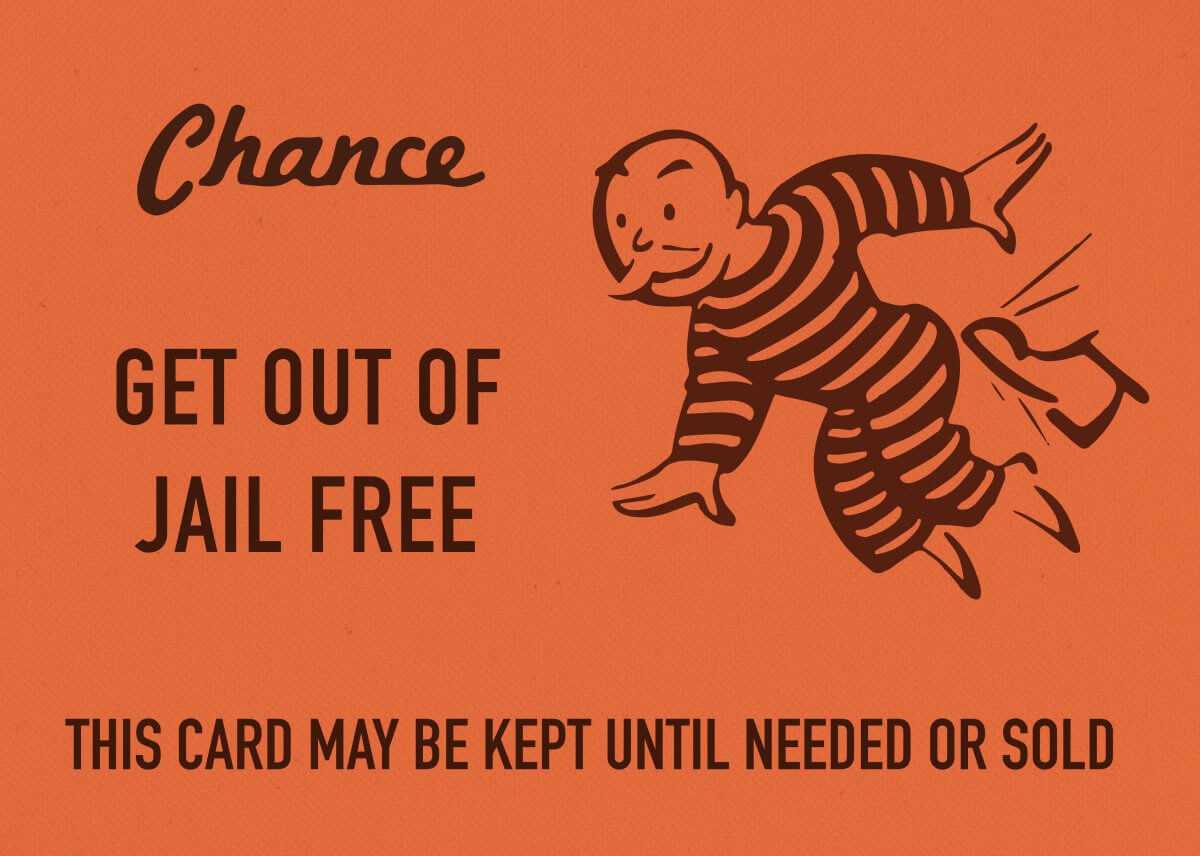 Chance Card Vintage Monopoly Gdesign Turnpike | Metal With Get Out Of Jail Free Card Template