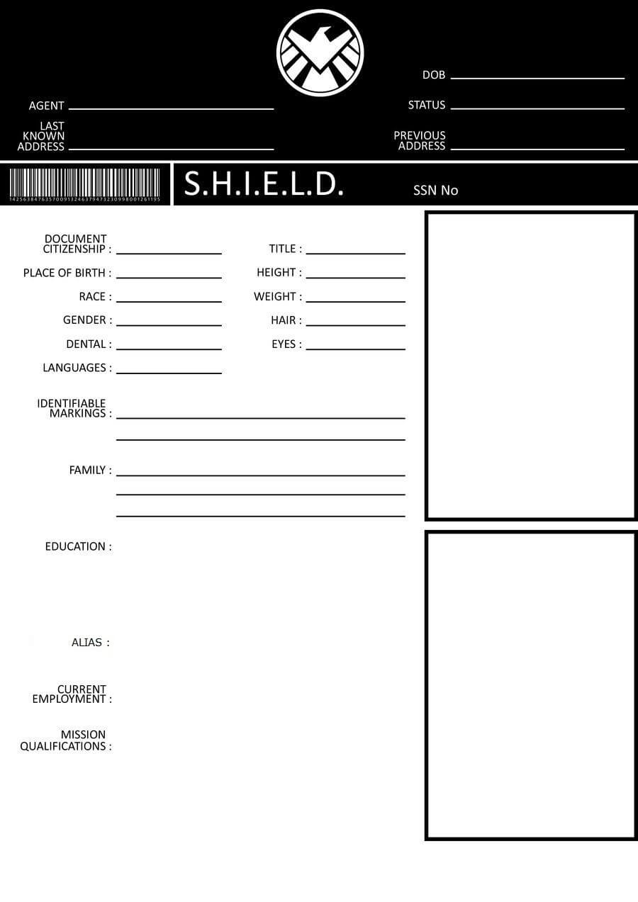 Character File Template – Shield File | Mcu Pertaining To Shield Id Card Template