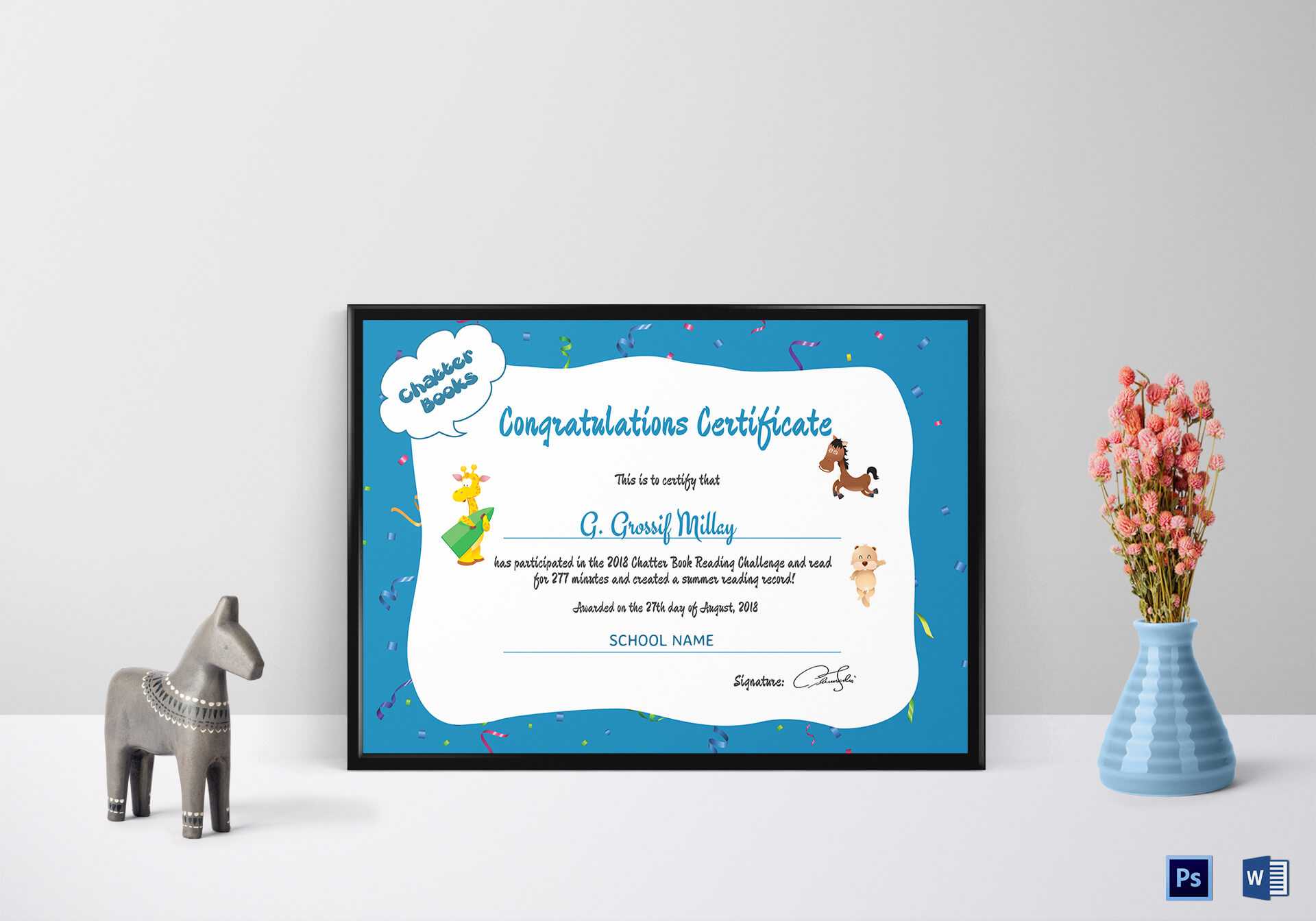 Chatter Books Congratulations Certificate Template Within Congratulations Certificate Word Template