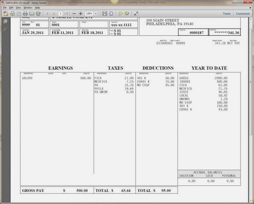 Check Stub Template | Template Business With Pay Stub Template Word Document