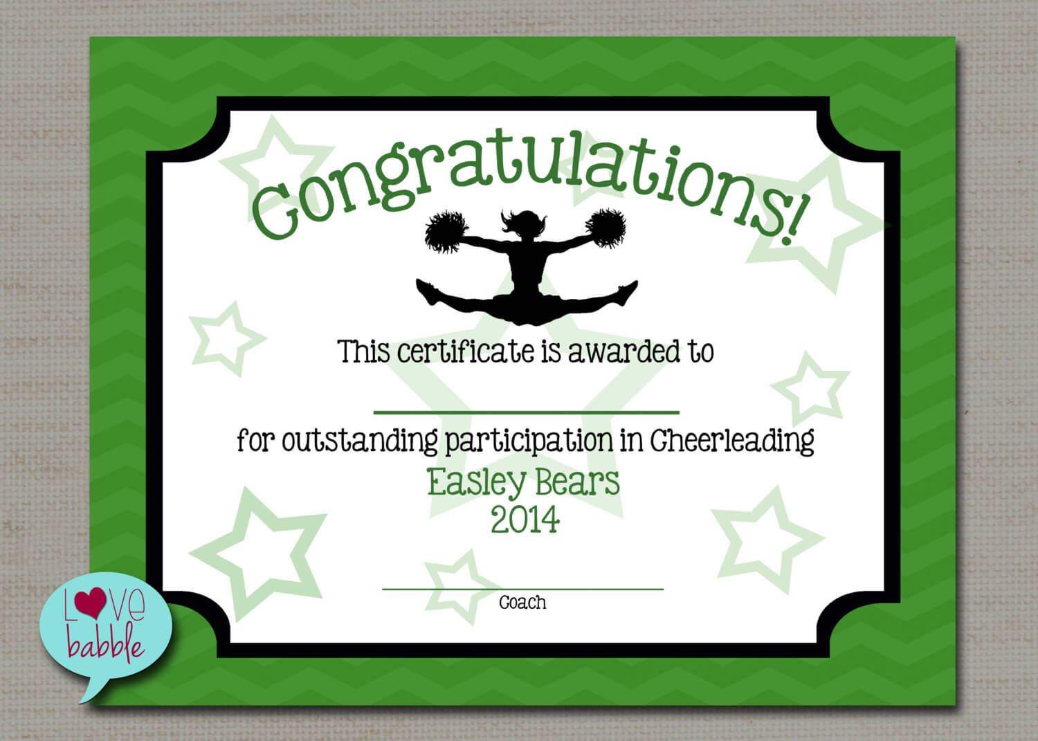 Cheerleading Cheer Award Certificate, Dance Gymnastics Award – Printable  Digital File 8.5" X 11" For Gymnastics Certificate Template
