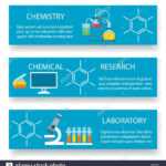 Chemistry Lab Banners. Vector Science Experiment Backgrounds For Science Fair Banner Template