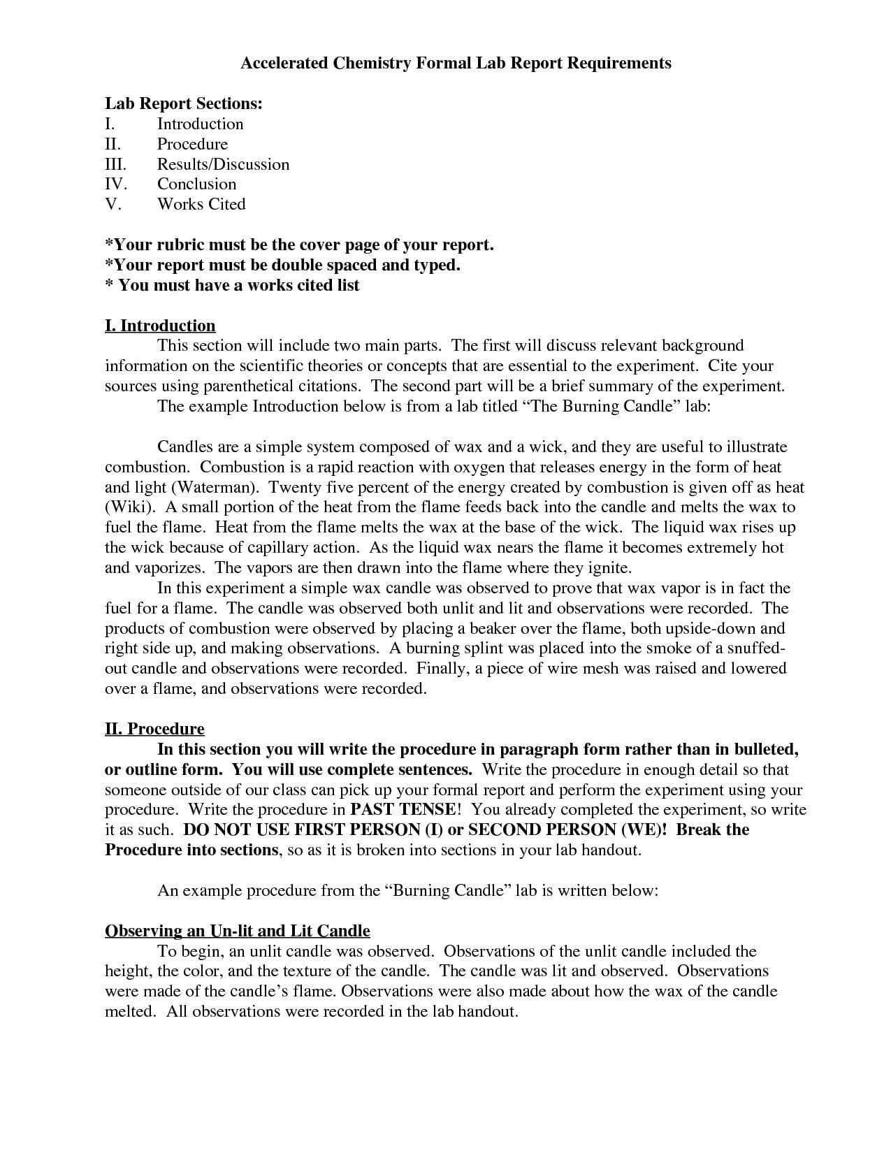 Chemistry Lab T Example Format Ib Sl Ia Density Report In Ib Lab Report Template