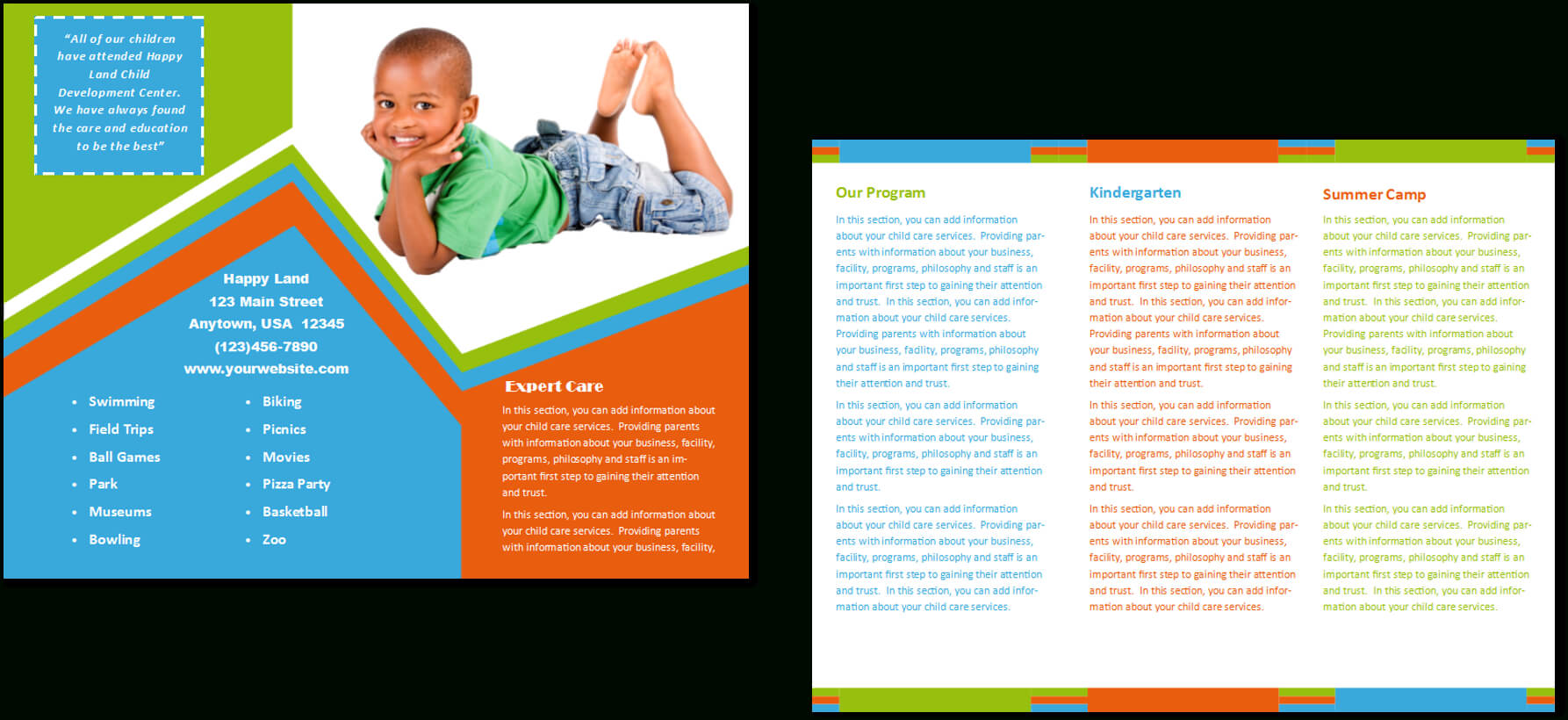 Child Care Brochure Template 26 Throughout Daycare Brochure Template