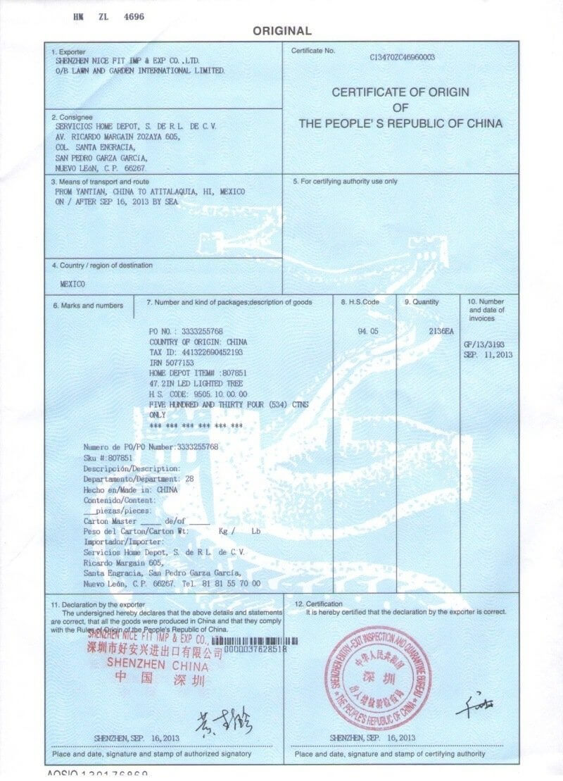 China Certificate Of Origin | Cfc Regarding Certificate Of Origin Form Template
