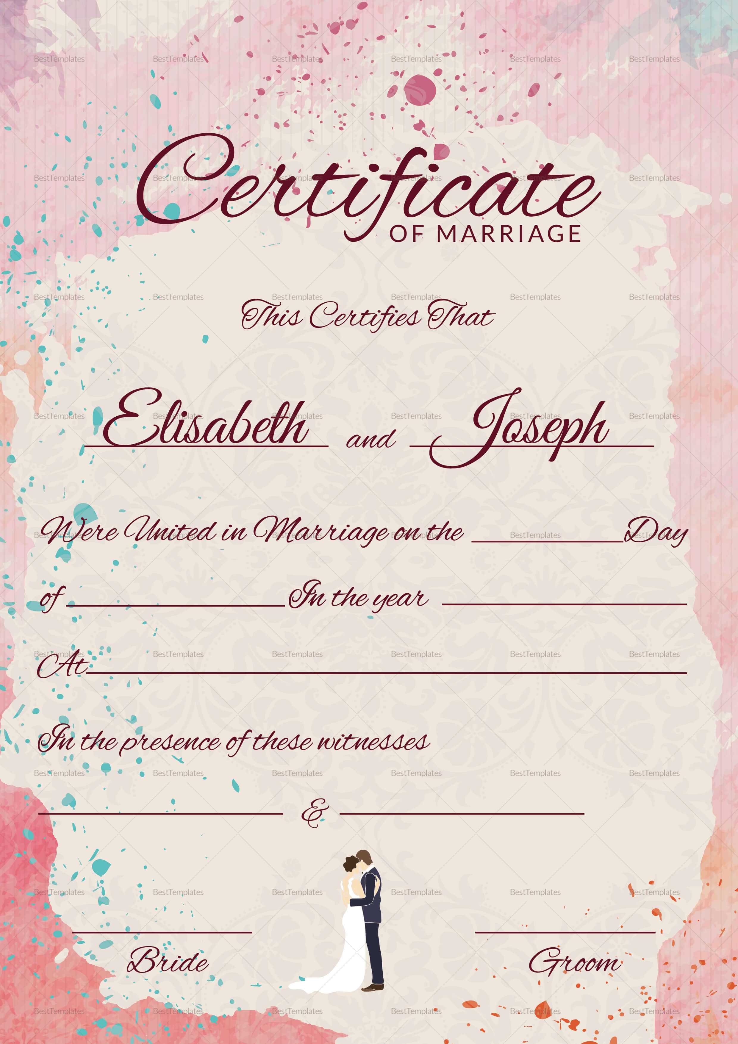 Christian Marriage Certificate Template With Regard To Certificate Of Marriage Template