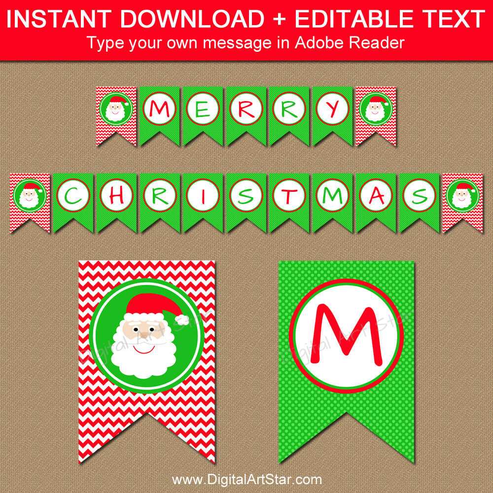 Christmas Banner – Diy Printable Holiday Banner – Santa Banner – Christmas  Decorations – Instant Download Merry Christmas Banner Bunting C4 Throughout Merry Christmas Banner Template