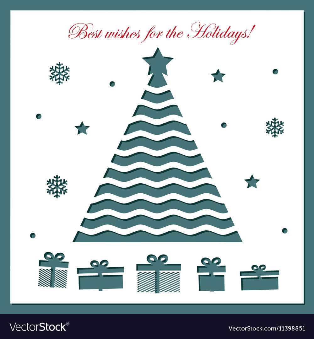 Christmas Card Template With Laser Cutting Intended For Adobe Illustrator Christmas Card Template