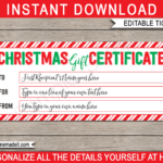 Christmas Gift Certificate Template – Red, Green & White Inside Christmas Gift Certificate Template Free Download