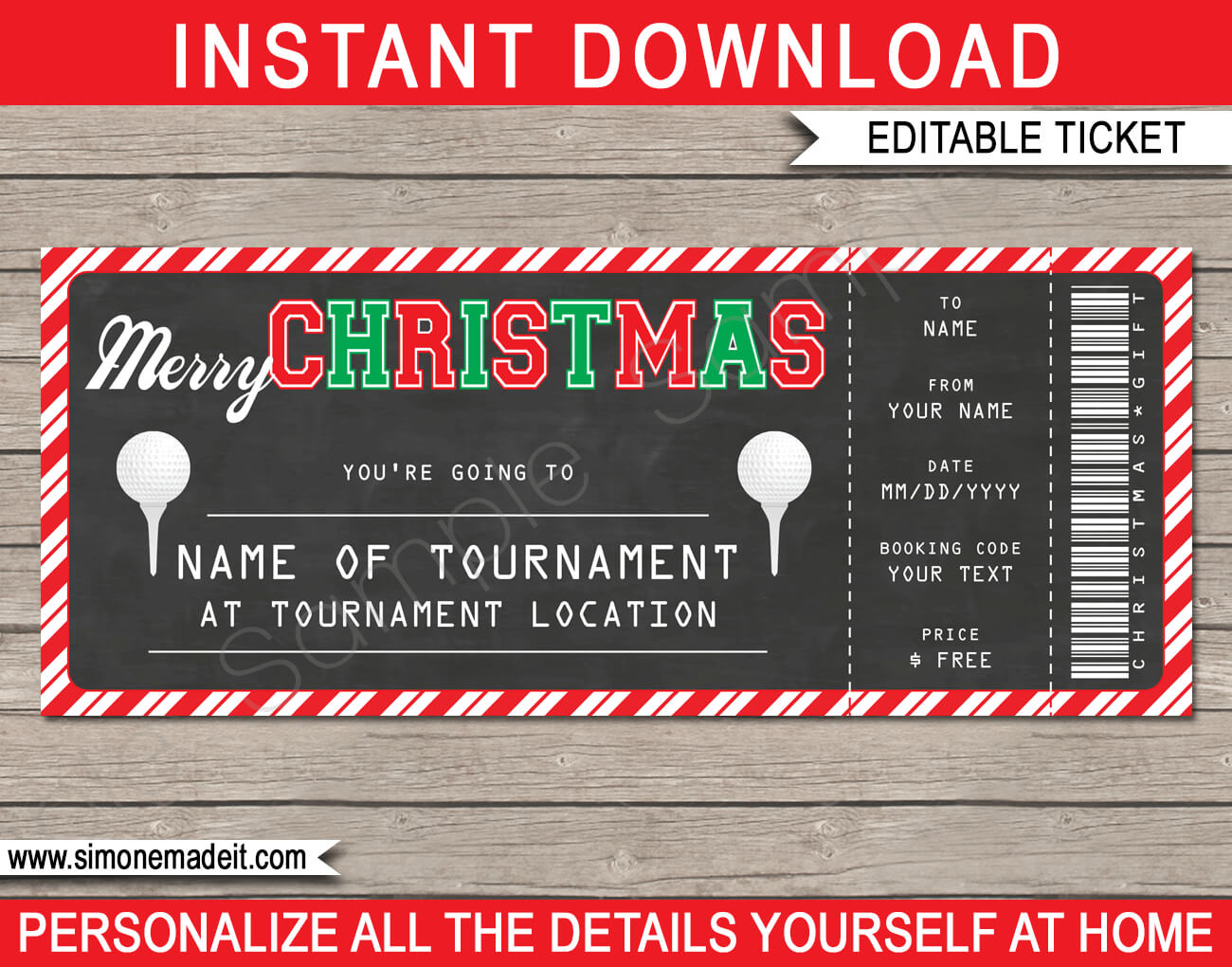 Christmas Golf Gift Ticket – Chalkboard For Golf Gift Certificate Template