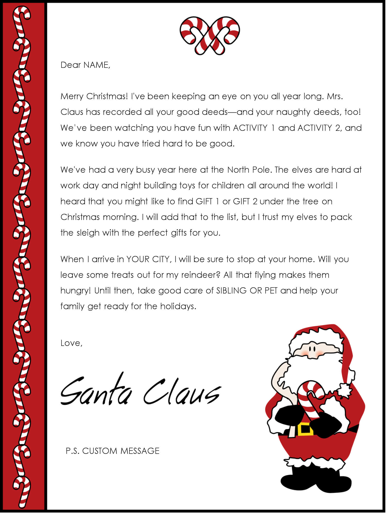 Christmas Letter Borders And Templates Letter Templates Inside Letter From Santa Template Word