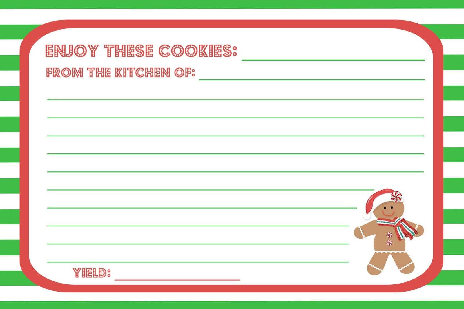 Christmas Recipe Cards Template – Hizir.kaptanband.co With Cookie Exchange Recipe Card Template